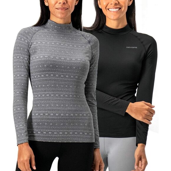 Elegant 2 Pack Thermal Turtle Neck Tops for Women - Soft & Stretchy Comfort